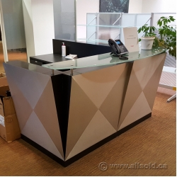 Contemporary 78 x 96 Reception Desk w Glass Transaction Counter Contemporary 78 x 96 Reception Desk w Glass Transaction Counter